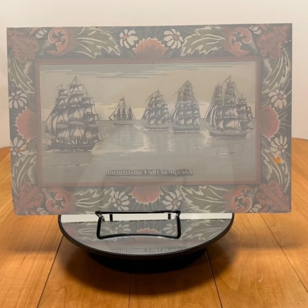 PAIR Vintage Reverse Painted Clock Glass – Escape of the Constitution